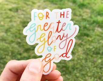 For the Greater Glory of God Clear Sticker, AMDG Sticker, Catholic Vinyl Sticker, Laptop Sticker, Water Bottle Sticker, Christian Sticker