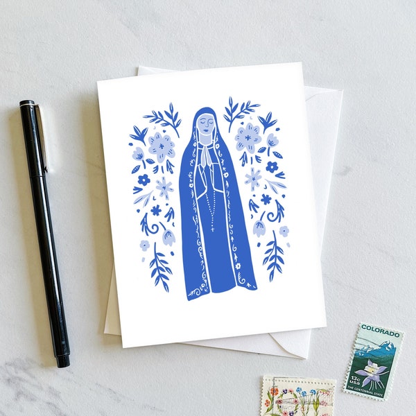 Marian Notecard, Blessed Mother Card, Marian Gift, Virgin Mary Card, Catholic Cards, Catholic Greeting Card, Catholic Notecard