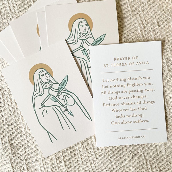 St. Teresa of Avila Prayer Card, Let Nothing Disturb You Prayer, Saint Teresa of Avila Prayer, Catholic Saint Quotes, Catholic Prayer Cards