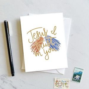 Jésus j'ai confiance en toi carte, carte de la miséricorde divine, cadeau de la miséricorde divine, Jésus j'ai confiance en toi Art, carte catholique, encouragement catholique