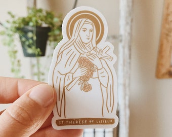 St. Therese van Lisieux Sticker, Saint Therese Sticker, Katholieke Sticker, Saint Sticker, Katholieke Gift, Bevestiging Gift, Katholieke Sticker