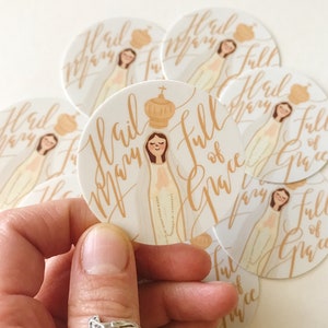 Our Lady of Fatima Sticker, Hail Mary Sticker, Marian Sticker, Mary Sticker, Catholic Sticker, Catholic Vinyl Sticker, Laptop Sticker