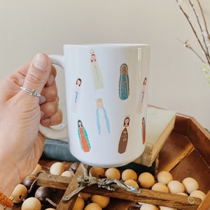 Marian Mug 15oz, Mary Mug, Catholic Mug, Virgin Mary Mug, Catholic Gift, Our Lady of Fatima, Our Lady of Knock, Our Lady of Lourdes