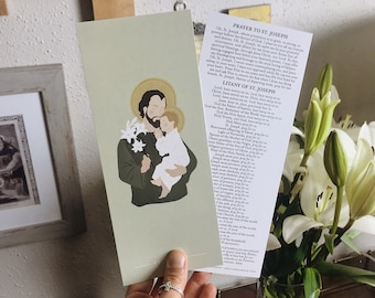 St. Joseph Prayer Card, Litany of St. Joseph, St. Joseph Bookmark, Saint Joseph Prayer, Catholic Prayer Cards, Catholic Bookmark, Holy Card