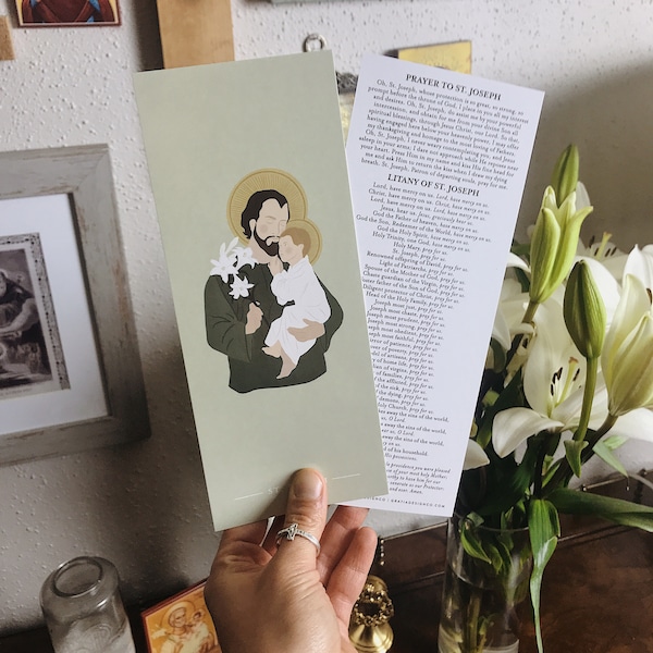 Tarjeta de Oración de San José, Letanía de San José, Marcador de San José, Oración de San José, Tarjetas de Oración Católicas, Marcador Católico, Tarjeta Sagrada