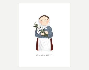 St. Maria Goretti Digital Download, 8x10 and 5x7, Saint Maria Goretti Art, Catholic Kids, Saint Print, Catholic Home, Catholic Children Art