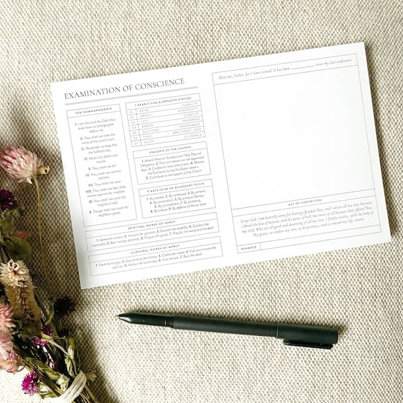 Examination of Conscience Notepad, Confession Notepad, Act of Contrition, Catholic Notepad, Catholic Gift, Confession Journal, Catholic Lent