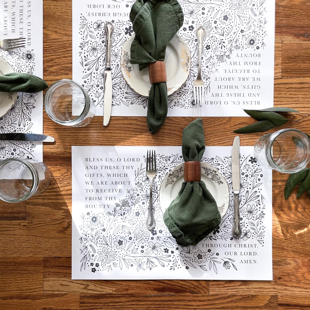 Bless Us O Lord Placemat Pad, Prayer Placemat, Catholic Placemat, Meal ...
