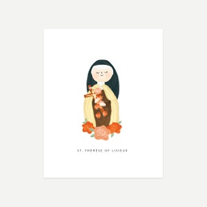 St. Therese of Lisieux Print Digital Download, 8x10 and 5x7, Little Flower Print, Saint Therese of Lisieux Art, Catholic Kids, Saint Print