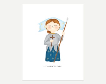 Digital nedladdning av Jeanne d'Arc-tryck, 8x10 och 5x7, katolska barn, katolsk dopgåva, Jeanne d'Arc, katolsk gåva, katolsk flicka