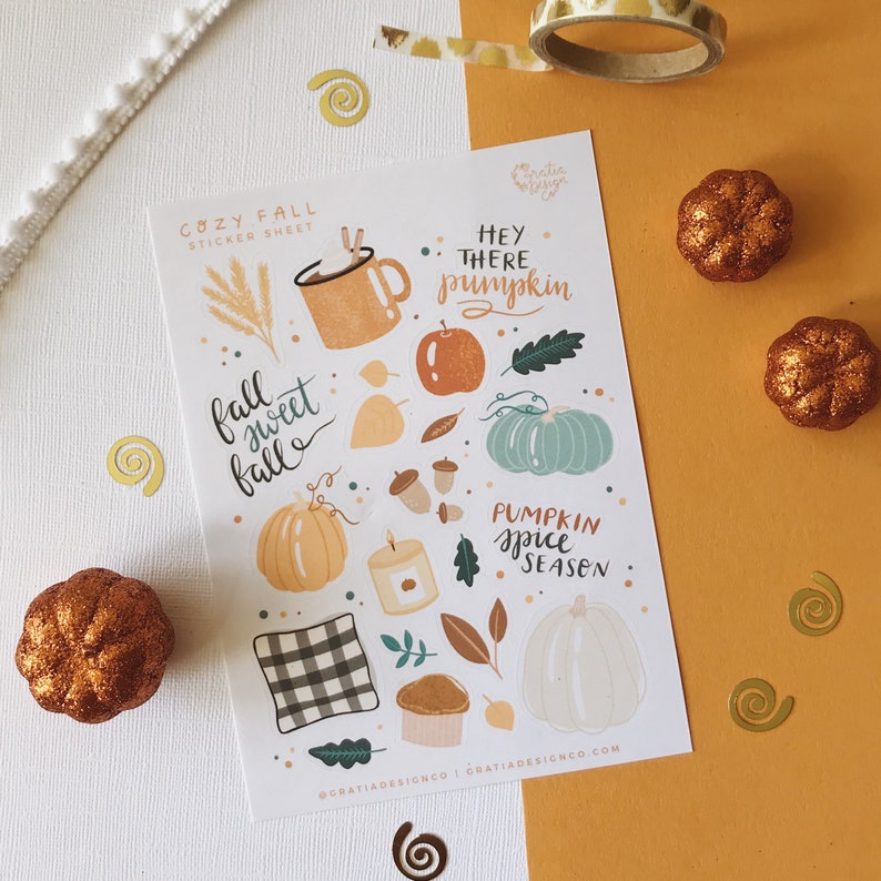 Cozy Fall Sticker Sheet Fall Stickers Planner Stickers | Etsy