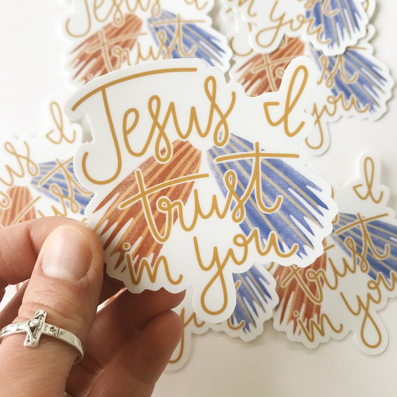 Jesus I Trust In You Sticker, Divine Mercy Sticker, Jesus Sticker, Catholic Vinyl Sticker, Car Bumper Sticker, Tumbler Decal, Laptop Decal image 2