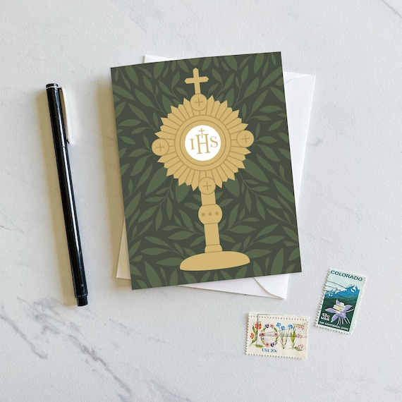 Catholic Priest Card, Monstrance Card, Adoration Card, Catholic Priest Birthday Card, Ordination Card, Priest Birthday, Priest Anniversary