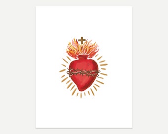 Sacred Heart Print Digital Download, 8x10 and 5x7, Sacred Heart Art, Catholic Digital Print, Catholic Gift, Catholic Home Decor