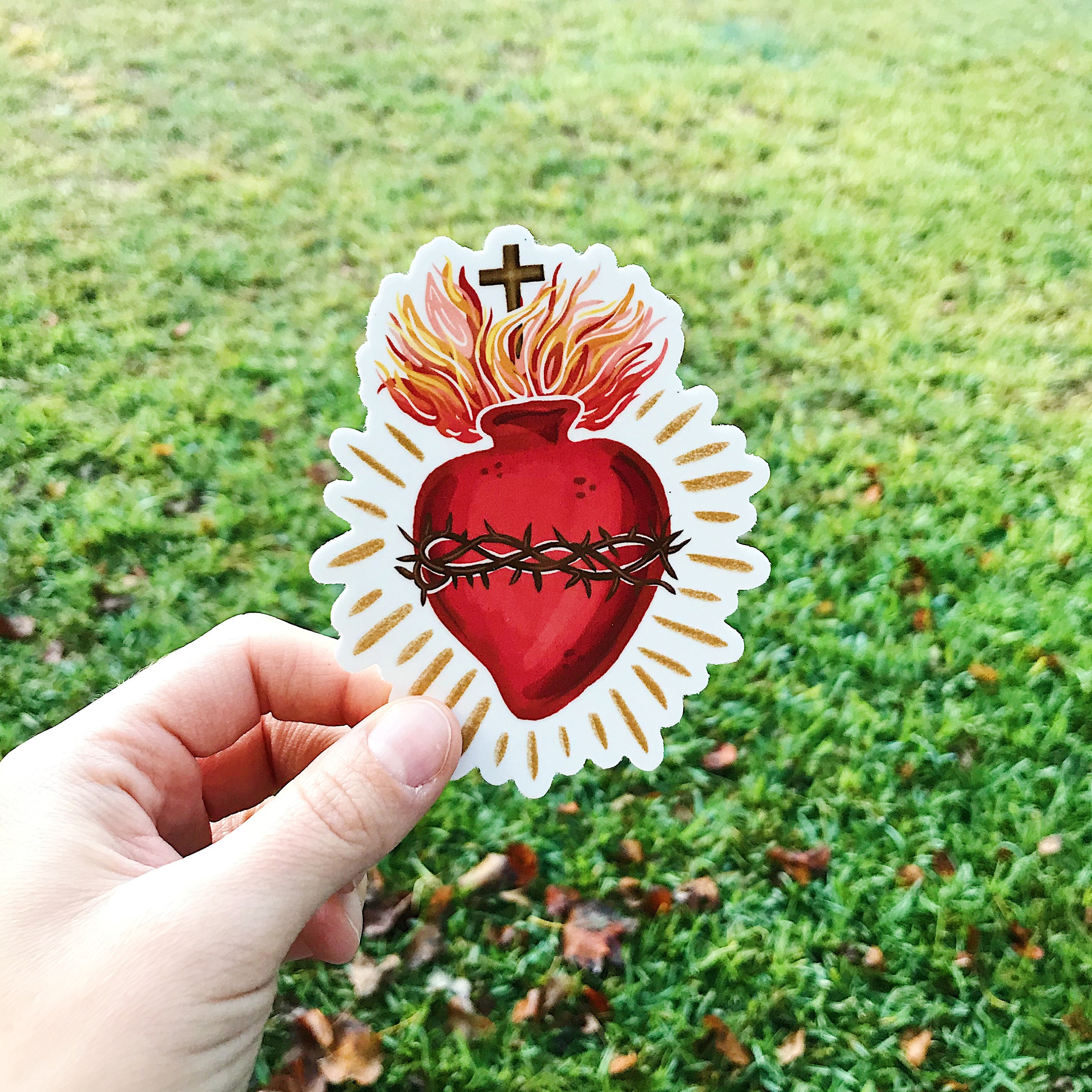 Mini Sacred Heart Sticker - Santa Clara Design