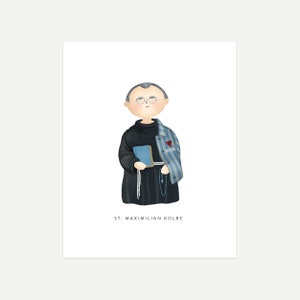 St. Maximilian Kolbe Print Digitale Download, 8x10 en 5x7, Saint Maximilian Kolbe Art, Katholieke Kinderen, Saint Print, Katholiek Huis