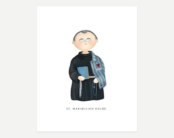 St. Maximilian Kolbe Print Digital Download, 8x10 and 5x7, Saint Maximilian Kolbe Art, Catholic Kids, Saint Print, Catholic Home
