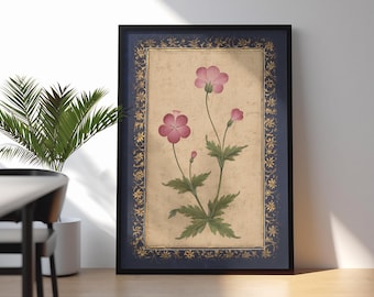 Mughal Flower Print: Vintage Botanical Wall Art, Giclée Fine Art Reproduction