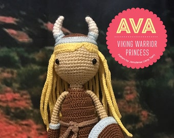 AVA Viking Warrior Princess Amigurumi Doll Pattern by Jamsteree in English