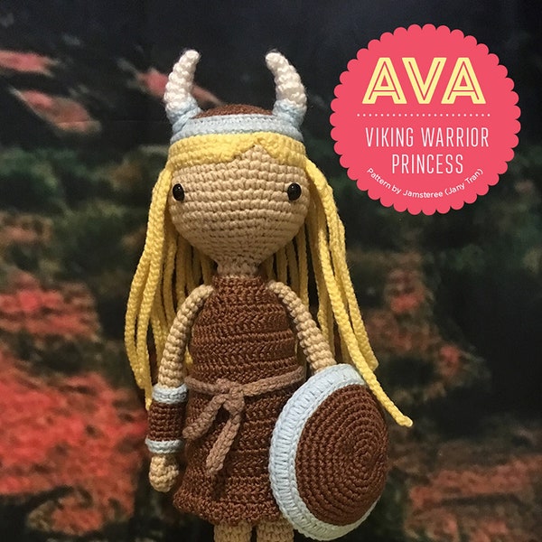 AVA Viking Warrior Princess Amigurumi Doll Pattern by Jamsteree in English