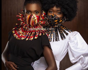 Nose mask and necklace set made with carefully selected African prints.