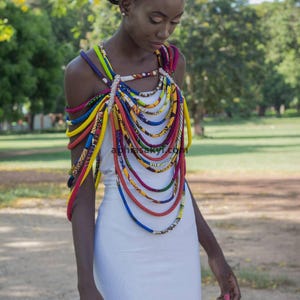 African jewelry, rope necklace, African jewelry, African print,body necklace,Ankara jewelry, rope necklace,