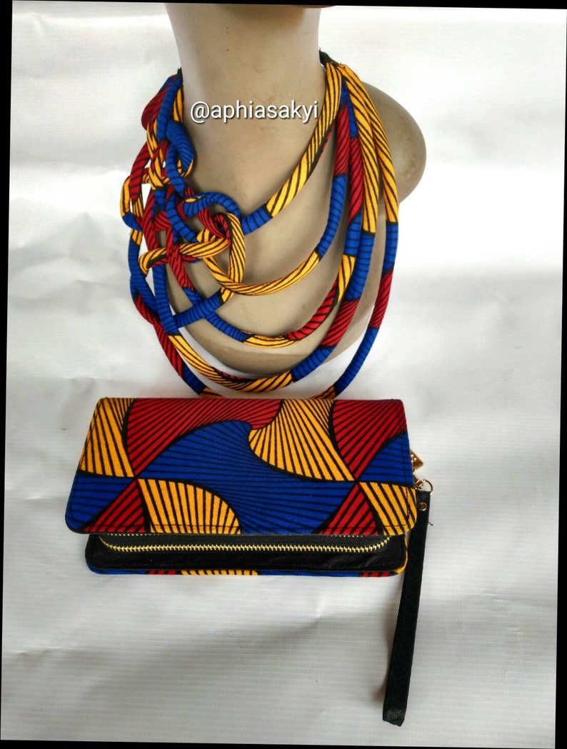 Ankara Necklace and Clutch Ankara Purse African Necklace Etsy