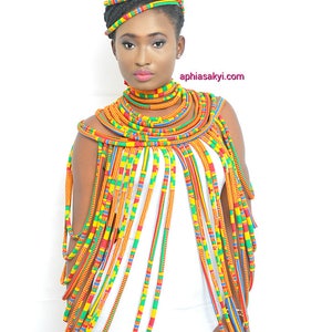 African multi strand Kente Rope necklace , African jewelry, african print jewelry, multi strand necklace, ankara jewelry, african