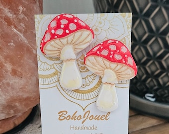 Toadstool mushroom earrings