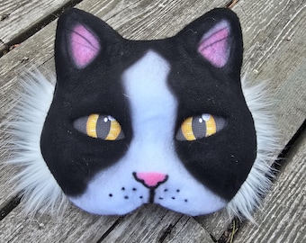 Tuxedo Cat Therian Cat Mask & Tail Custom Eye Color - Costume