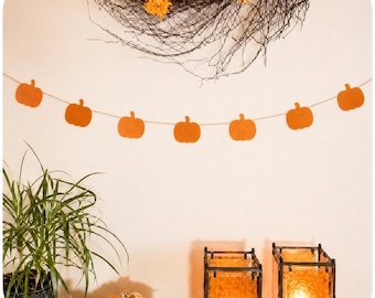Cute Felt Pumpkin Garland Halloween Decor Mantle Decorations Holiday Party