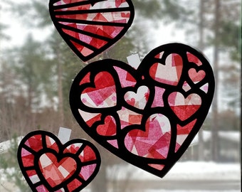 Valentine Heart Kid's Craft | Stained Glass Suncatcher Kit | Paper Crafts