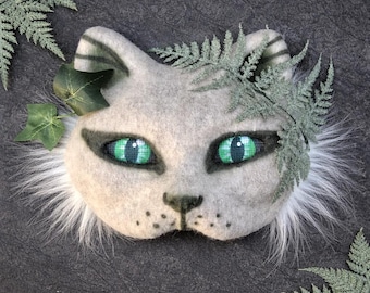 Therian Mask Cat Mask or Tail Kids Dress Up Costume - Fern Green