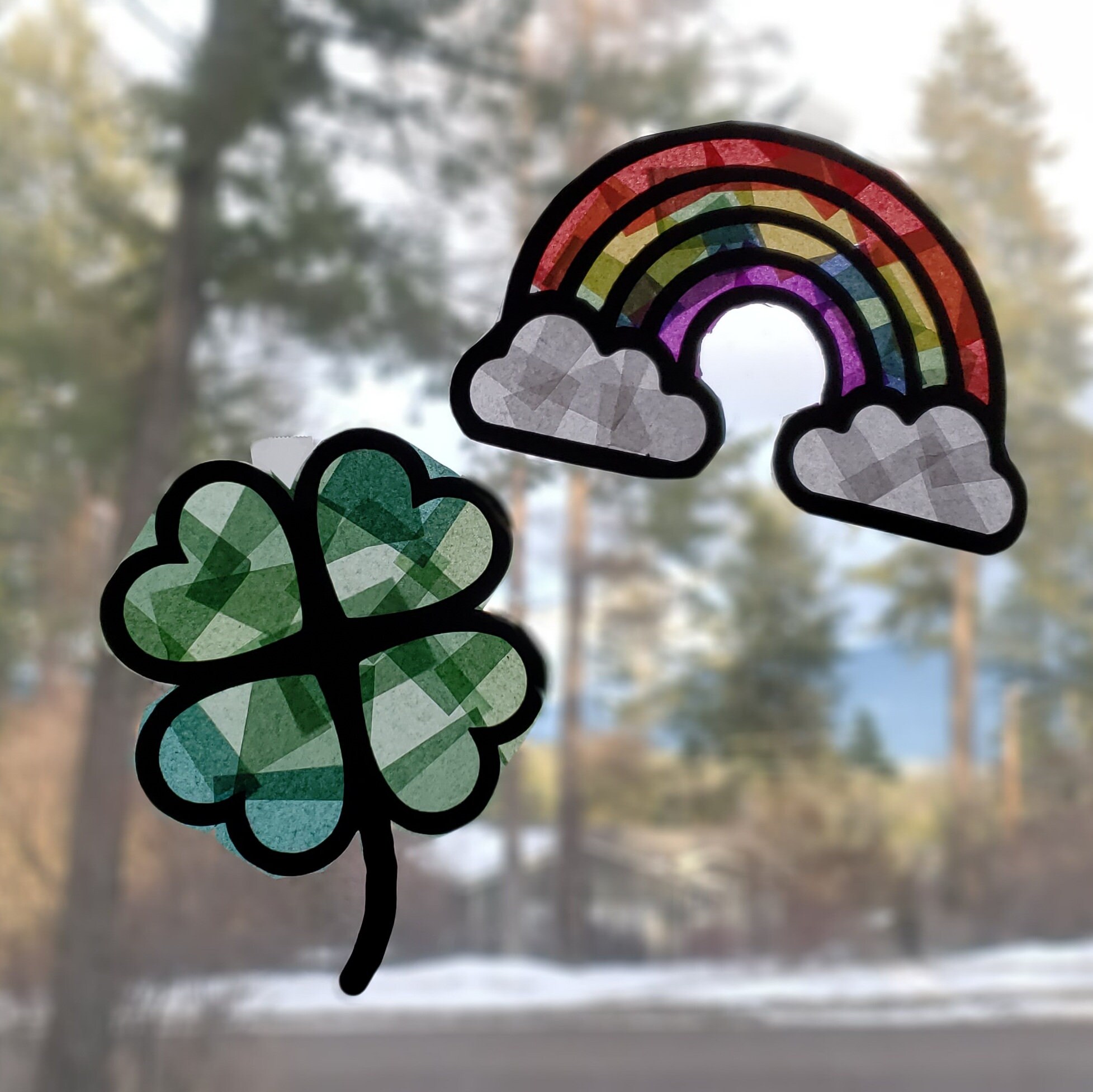 St Patrick's Day Kid's Craft Party Decor Stained Glass Suncatcher Kit ...