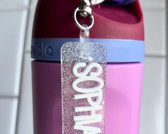 Custom Acrylic Name Tag for Water Bottles – Personalized Bottle Charm – Name Tag Keychain – Back to School Gift – Sports Bottle Label
