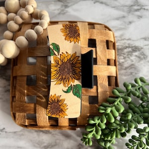 Sunflower Large Hair Claw Clip, Wooden Overlay Claw Clips