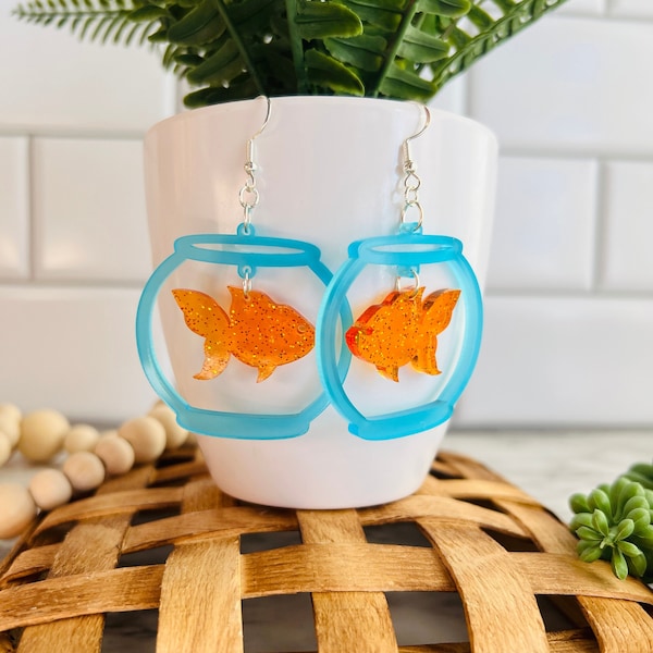 Goldfish Bowl Acrylic Earrings