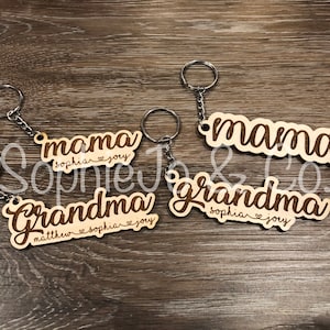 Personalized Mother & Grandma Keychain, Mothers Day Gift, Custom Name Keychain, Grandmother Gift, Cute Family Keepsake Keychain, Mama Gift