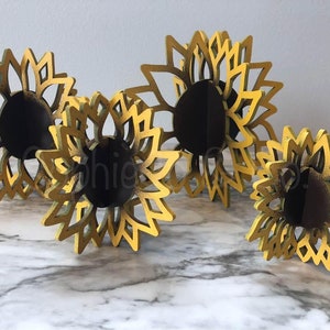 3D Sunflowers, Wooden Flowers, Table Centerpiece