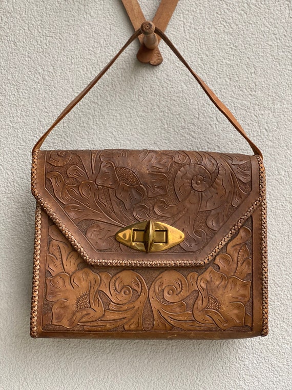 Vintage tooled handbag