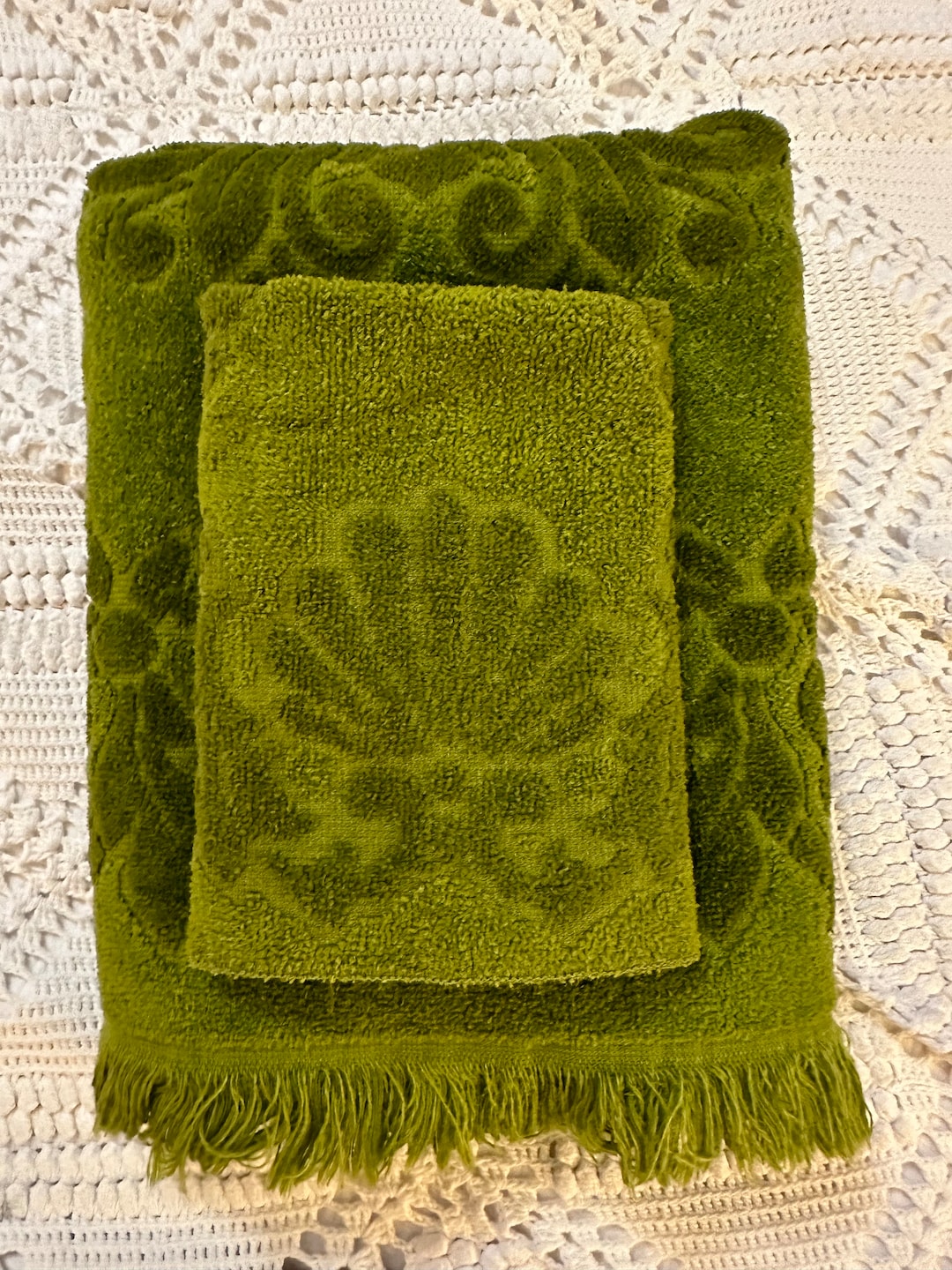 St Marys Olive Green Bath Towel and Wash Cloth Set Etsy