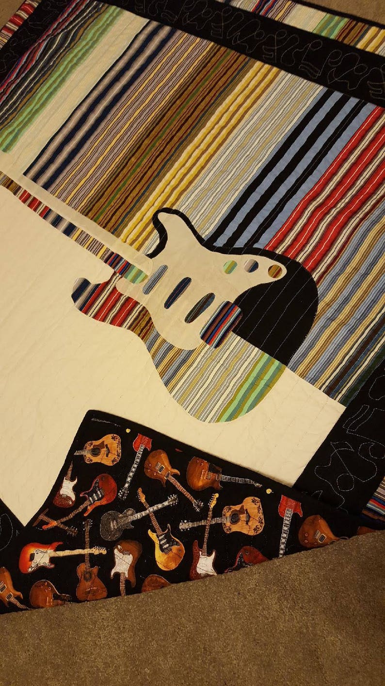 Quilt Pattern Guitar Applique Quilt rock On Etsy