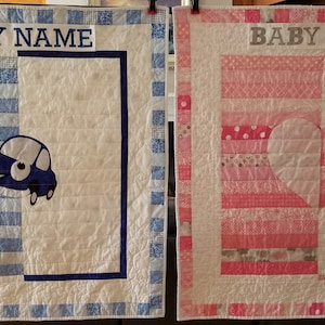 Appliqued Baby Quilt pattern (Personalized) Boy and Girl Included Digital