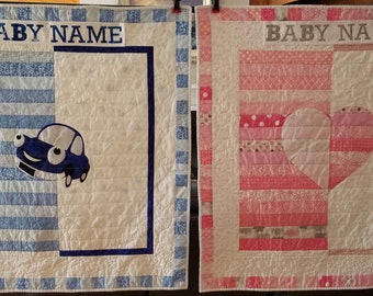 Appliqued Baby Quilt pattern (Personalized) Boy and Girl Included Digital