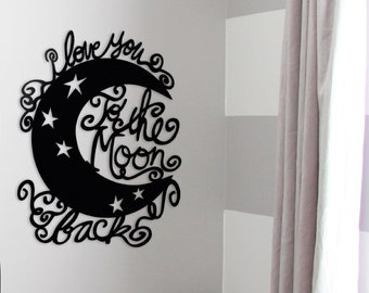 I Love You To The Moon And Back - Whimsical Metal Wall Decor Sign - by Sophia Hunter