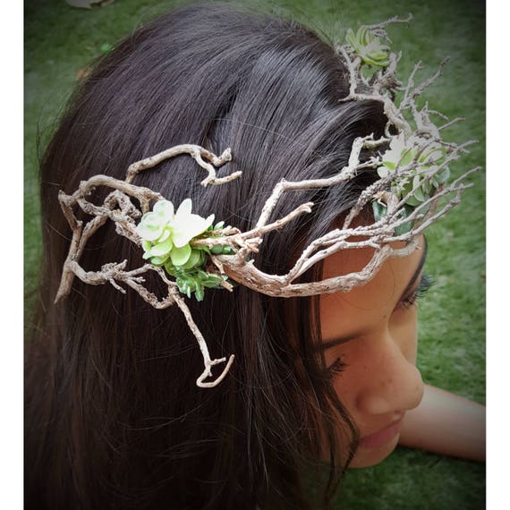 Wood Crown Fairy Crown Woodland Tiara Coachella Flower Girl Headpiece Bohemian Crown Maternity Crown Girls Floral Forest Nymph