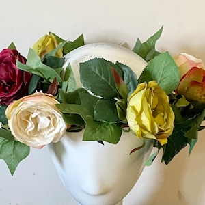Garden rose crown/rose headpiece/ Rose wedding crown