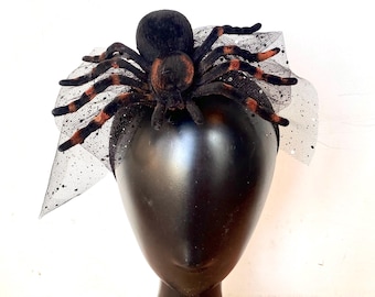 Halloween Glittery Spider in tulle web Headband