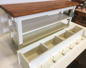 Hallway Mud Room Foyer Bench 46 Inch With Two Shoe Shelves and Coat Rack Cubbie In Your Choice Of Color