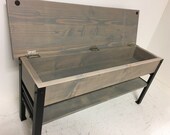 Hallway Mud Room Foyer Bench 46 Inch With Storage Compartment And Steel Legs In Your Choice Of Color